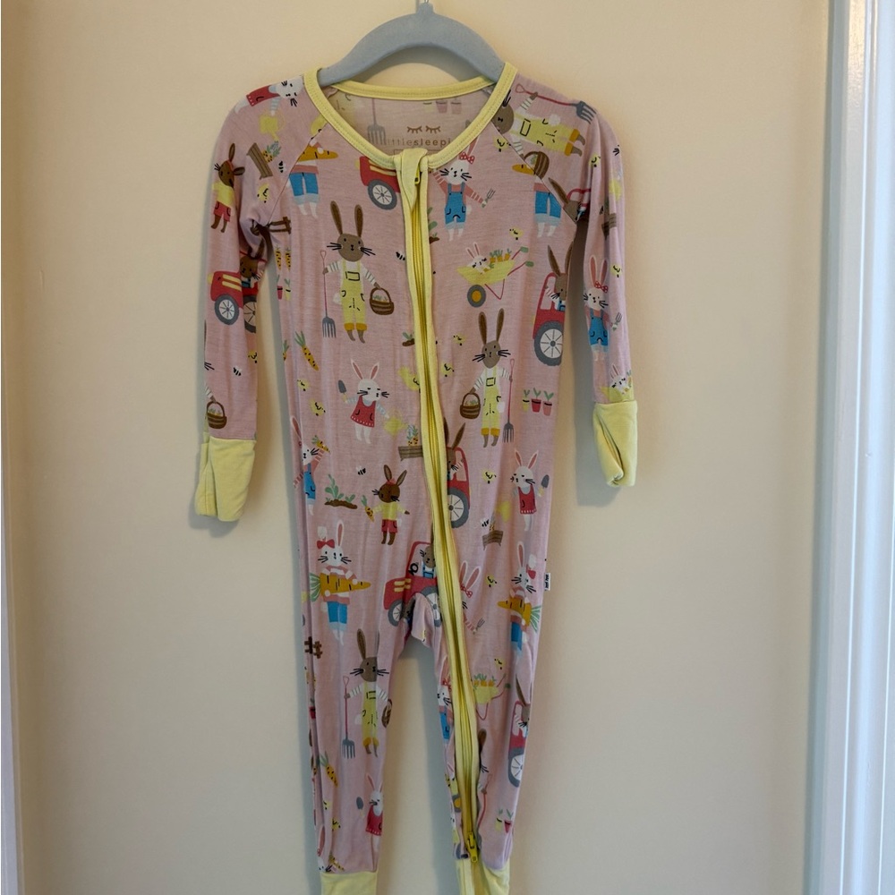 Little Sleepies Pink and Yellow Animal Print Footie